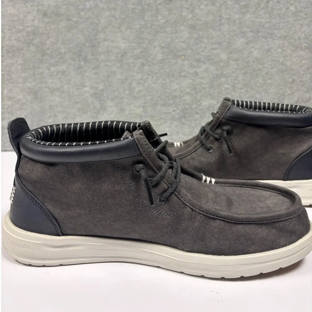 Hey Dude Wally Mid Grip Vin Classic Size 8 Black Oyster Black‎